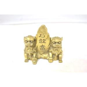 獅子 しし 石敢當 銅製置物 魔除け ペア 小