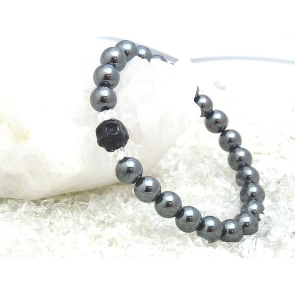 勝負運 魔除け オニキスドクロ ヘマタイト パワーストーンブレス