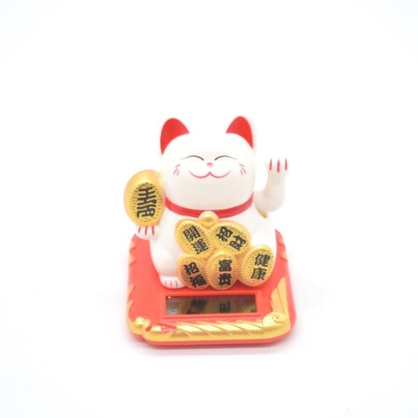 招き猫 ソーラー 太陽光 電池不要 雑貨 プラスチック製置物 片手稼働 小判持ち