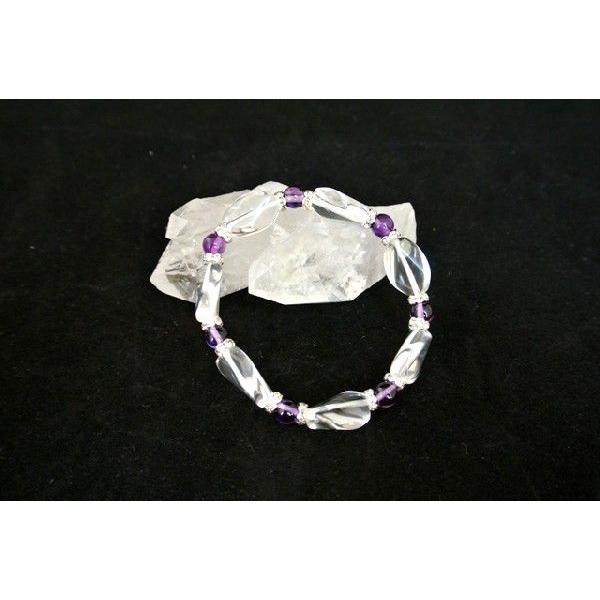 水晶 アメジスト デザインブレスレット 天然石アクセサリー パワーストーン