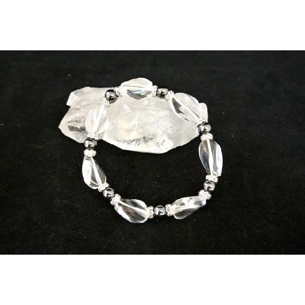 勝負運アップ 水晶 ヘマタイト デザインブレスレット