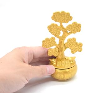 招財樹の置物 土台が回せる 金属製 13cm ...の詳細画像4