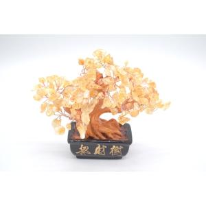 招財樹 シトリン 黄水晶 風水インテリア 天然石置物 15cm 金運 財運
