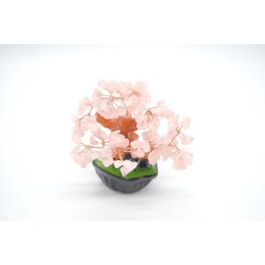 招財樹 ローズクォーツ 紅水晶 風水インテリア 天然石置物 13cm 恋愛運 出会い