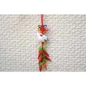 【メール便OK】 唐辛子 とうがらしストラップ 陶器干支 子 ねずみ