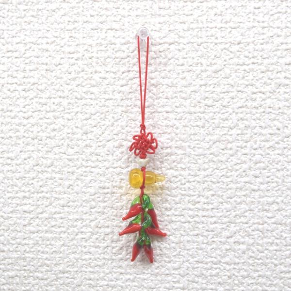 【メール便OK】 唐辛子 とうがらしストラップ 瓢箪 黄