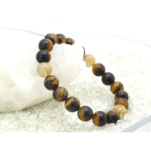 タイガーアイ ルチルクオーツ 虎目石 針水晶 パワーストーン 天然石ブレスレット 10mm玉