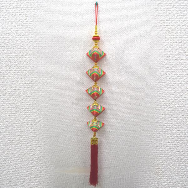 粽の置物 ちまき 吊るし飾り 五連 房飾りつき 中華雑貨 縁起物 80cm