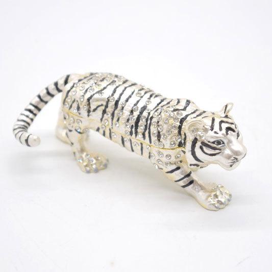 白虎 七宝 金属製置物 小物入れ ラインストーン付 4.5cm