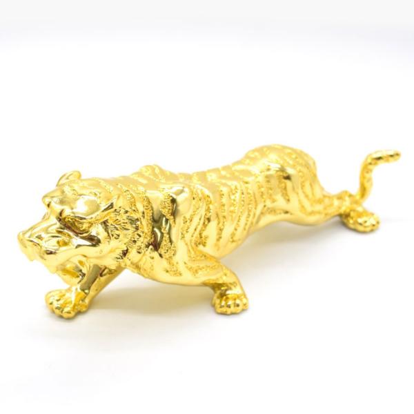 寅 虎 タイガー 樹脂製置物 金色 10cm