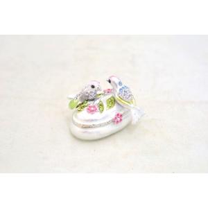 小鳥 七宝焼き 小物入れ 幸運 ホワイト