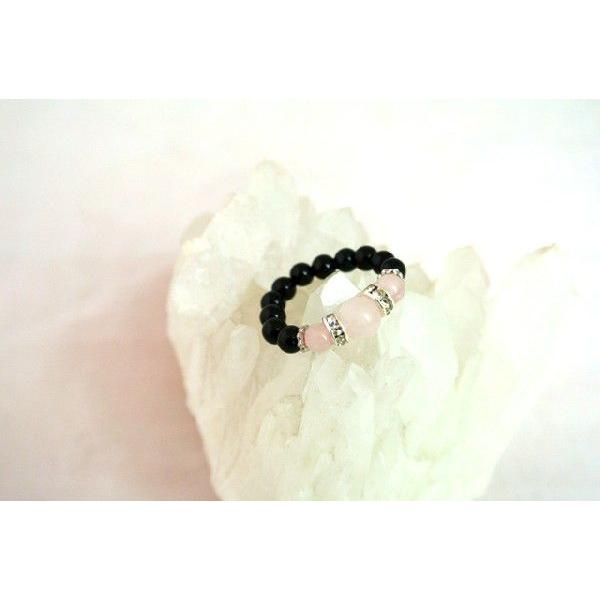 ローズクォーツ オニキス 指輪 リング 天然石アクセサリー