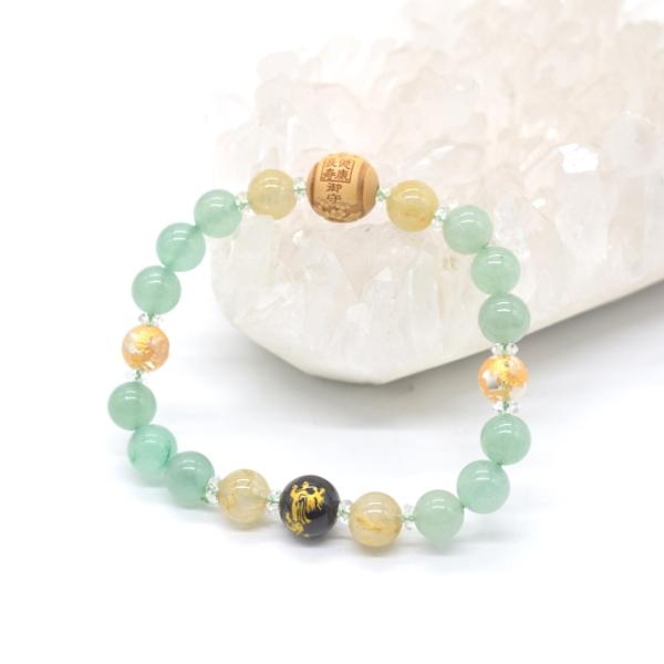 鶴と亀 木製彫り物パーツ 金龍彫り水晶 貔貅彫りオニキス 健康長寿祈願ブレスレット アベンチュリン ...