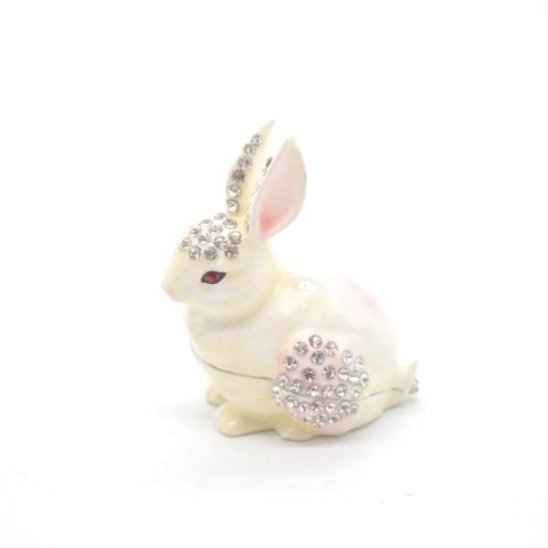 うさぎ 卯 兎 ラインストーン付き 小物入れ 七宝焼き 金属製置物