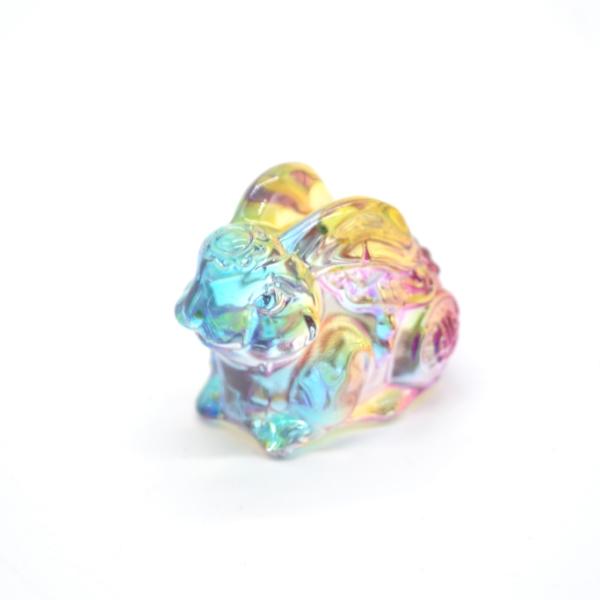 うさぎ 卯 兎 虹色 カラフル 半透明 樹脂製置物 4cm 小