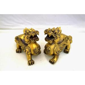 ヤアズ 睚眦 ペア 魔除け 邪気払い 銅製置物 大