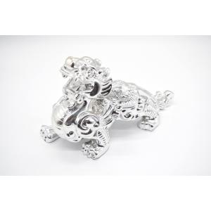 ヤアズ 銀色 樹脂製置物 艶あり 辟邪獣 14cm