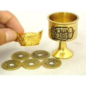 関羽 獅子 しし 置物 元宝 銅杯 古銭 金運...の詳細画像2