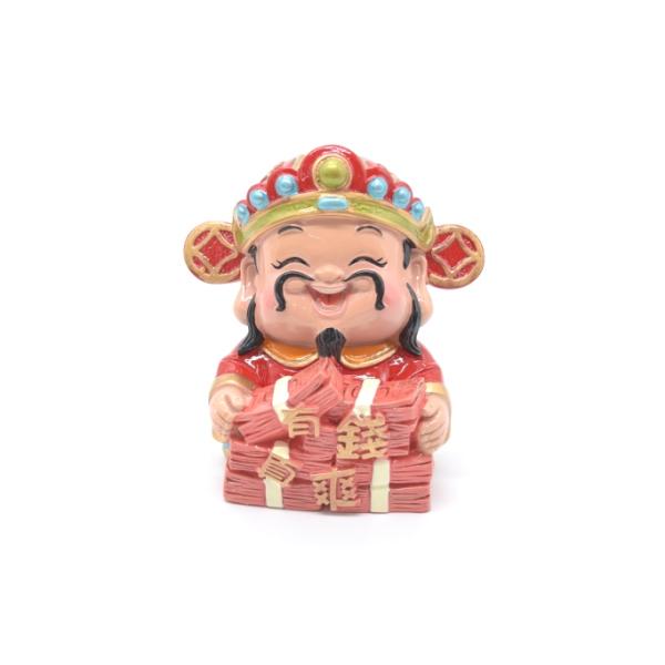 財神様 樹脂製置物 フルカラー マスコット人形 札束 7cm