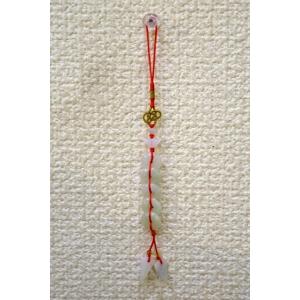 【メール便OK】 翡翠 古銭 五連 根付 ストラップ 14cm