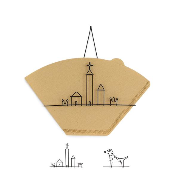 ワイヤーアート コーヒーフィルター入れ ダルメシアン/街