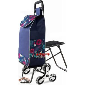 ショッピングカート イス付き 高齢者 買い物カート 6輪 買い物キャリー 階段が登れる 折りたたみ 軽量 エコバッグ 静音輪 ステンレス キャリー