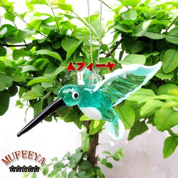 ガラスの鳥の置物カラフルなかわいい動物は家のテーブルの装飾の付属品のための小さい彫刻の装飾品、薄緑、...
