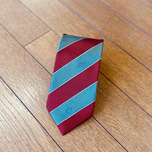 【龍谷大学公式】西陣織 ネクタイ｜レジメンタルストライプ｜大学ロゴ｜織模様入り