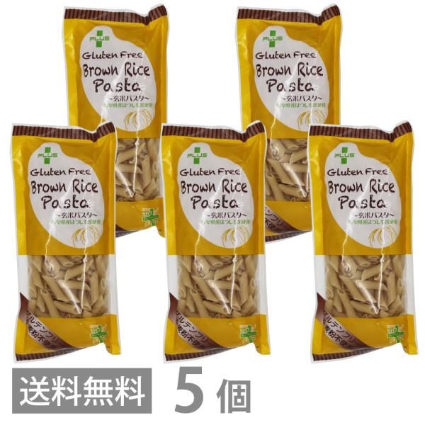 PLUS グルテンフリー ブラウンライスパスタ ペンネ リガーテ 130g ×5 送料無料 玄米 小...