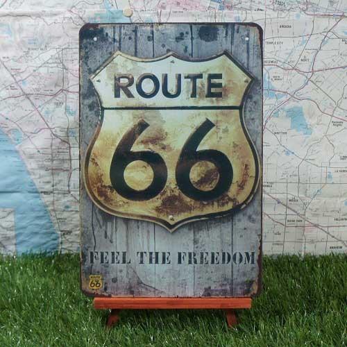 【ブリキ看板】ROUTE66／ルート66　Feel The Freedom