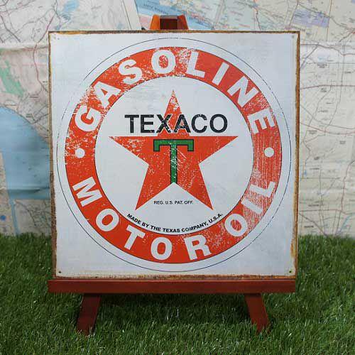 【ブリキ看板】Texaco／テキサコ　Gas ＆ Oil　 【ヴィンテージ加工】