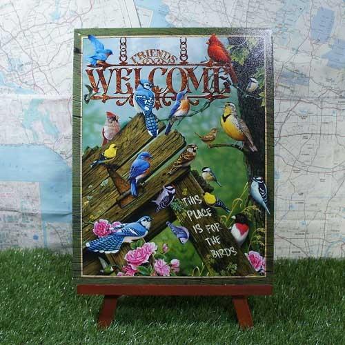 【ブリキ看板】Welcome／ようこそ　This Place Is For The Birds