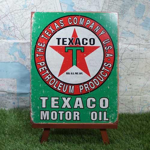 【ブリキ看板】Texaco／テキサコ　レトロ　Green