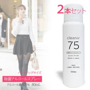 アルコール 除菌 スプレー 80ml エタノール 濃度75% 2本セット コンパクト 除菌力が持続する密閉スプレー缶 クリニア75｜ryus-select