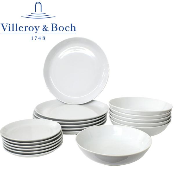 Villeroy Boch 食器セット キッチン用 (皿&amp;ボウル 6人分) ホワイト 18点セット ...