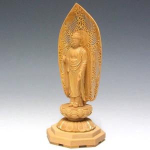 木彫り 仏像 金彩阿弥陀如来 立像 高さ15c...の詳細画像2
