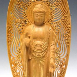 木彫り 仏像 金彩阿弥陀如来 立像 高さ15c...の詳細画像5