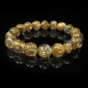 金針ルチルクォーツ ブレスレット 最高級 11A 11.8mm 18cm 天然石