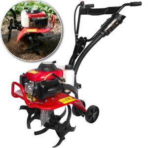 耕うん機エンジン式耕運機空冷4 サイクル排気量55cc動力小型軽量家庭用 耕幅 360mm耕深 10-25cm車軸ロータリー土掘り返し耕運ローター タイヤ付き(四ストローク)