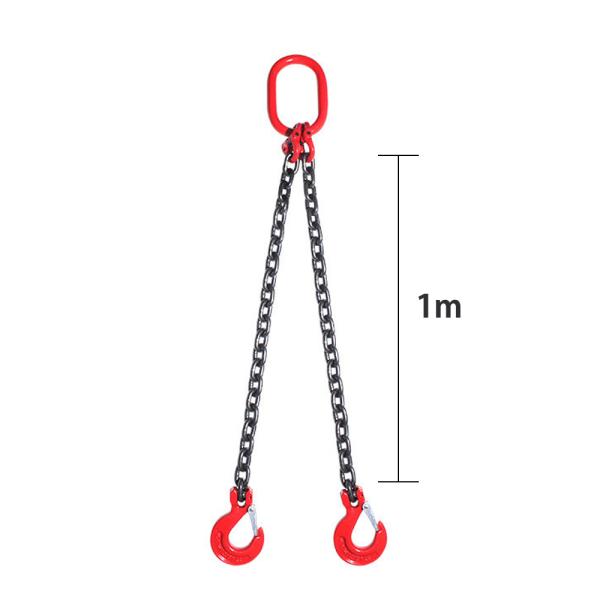 スリングチェーン 3t 2本吊り×1m 耐荷重3t 吊りクランプ 吊りベルト　スリングフックタイプ　...