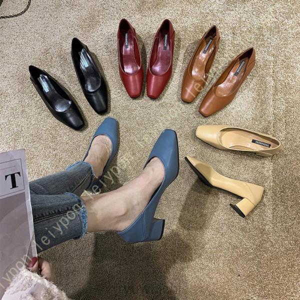 パンプス スクエアトゥフラットパンプス 上品 通勤 結婚式 入学式 春 レディース 靴 シューズ パ...