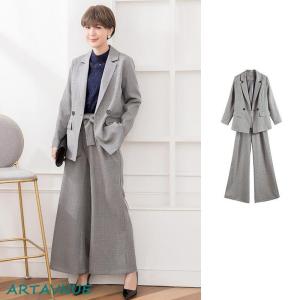 2点上下セット レディース スーツ ワイドパン...の詳細画像1