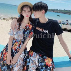 ペアルック カップル ワンピース ペアtシャツ...の詳細画像1