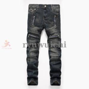 デニム チノパン メンズ ジーンズ ストレート プリント ダメージ