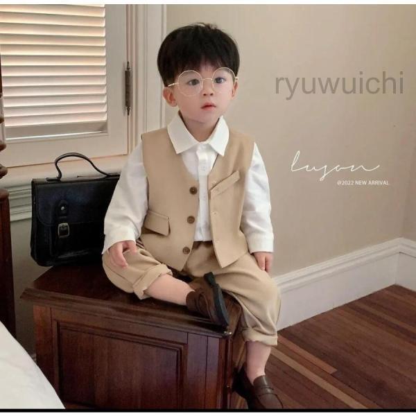 子供服 ベビー スーツ シャツ ベスト  男の子 スーツ baby 紳士風 長袖 赤ちゃん キッズ ...