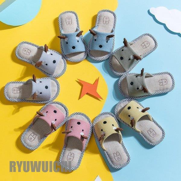 ルームシューズ スリッパ 麻?リネン 子供靴 女の子 男の子 綿麻混 春夏秋 滑りにくい バススリッ...