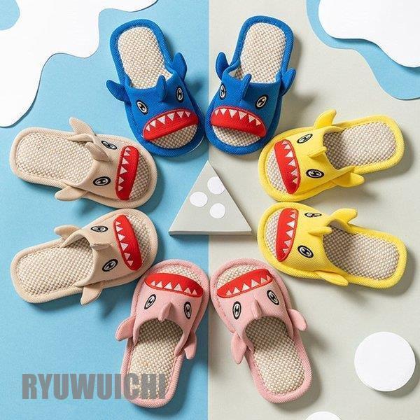 ルームシューズ スリッパ 麻?リネン 子供靴 女の子 男の子 綿麻混 春夏秋 滑りにくい バススリッ...
