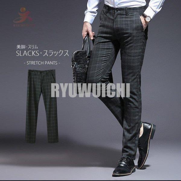 スラックス メンズ ノータック ストレッチ テーパードパンツ ウォッシャブル 洗える 美脚 スリム ...
