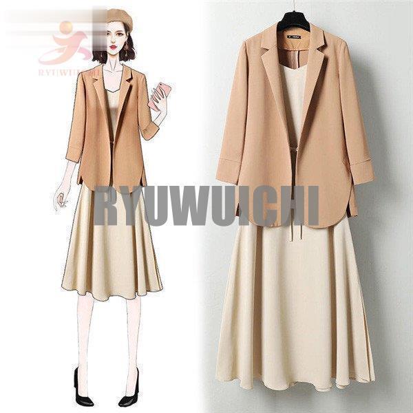 ワンピーススーツ レディース ノーカラー テーラード ジャケット ワンピース 2点セット フォーマル...