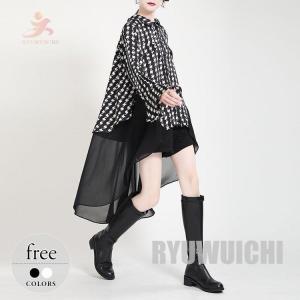 ワンピース レディース 長袖 チュールスカート おしゃれ モード系